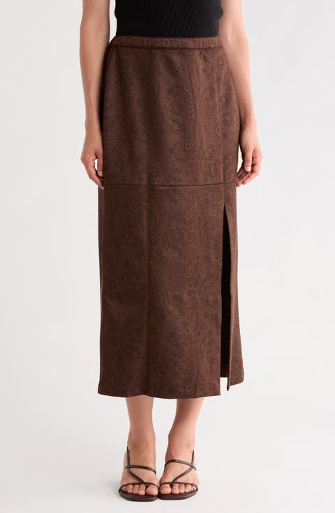 Paisley Faux Suede Maxi Skirt