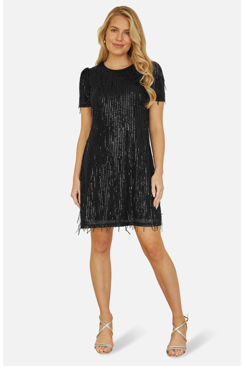 Dripping Sequin Tunic Dress, Main, color, Black