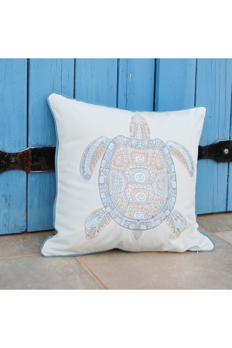 Sea Glass Dolphin Indoor/Outdoor Throw Pillow, Alternate, color, Blue