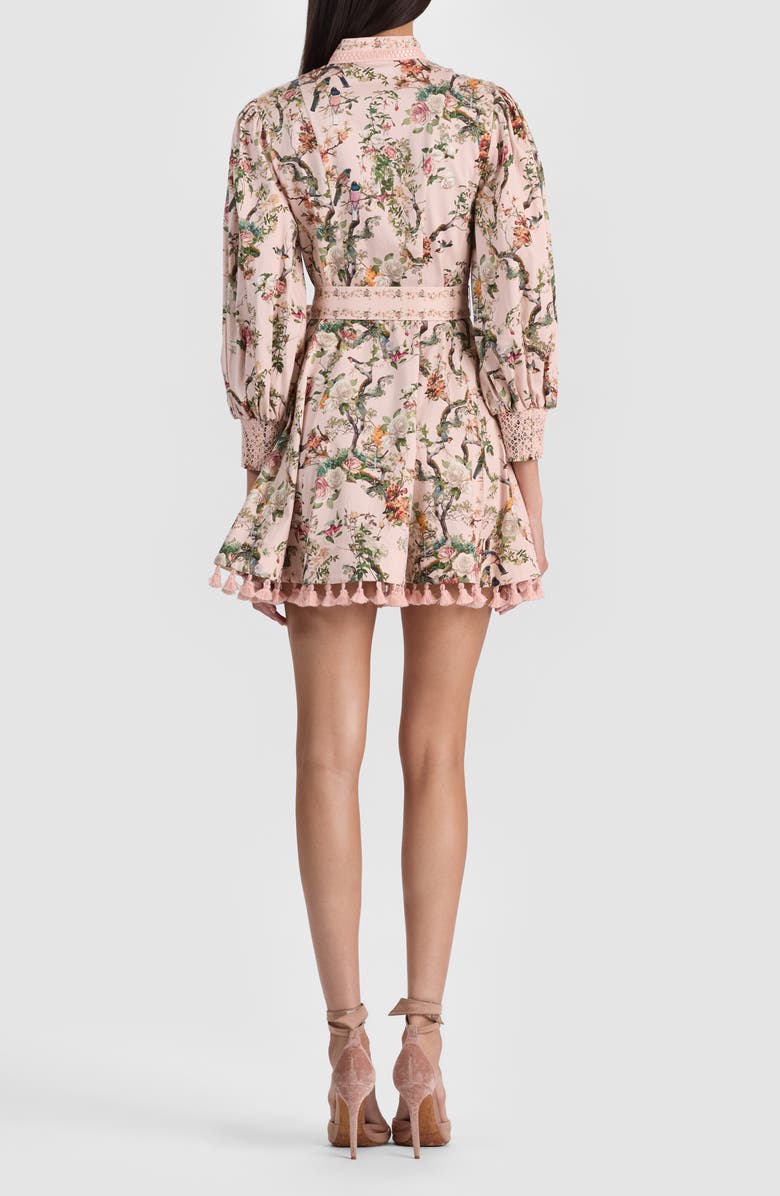 Alice + Olivia Lucy Floral Print Tie Waist Minidress, Alternate, color, Sunset Grove English Rose