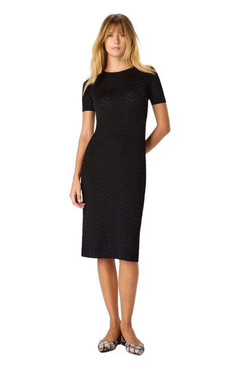 Chevron Cotton And Viscose Longuette Dress