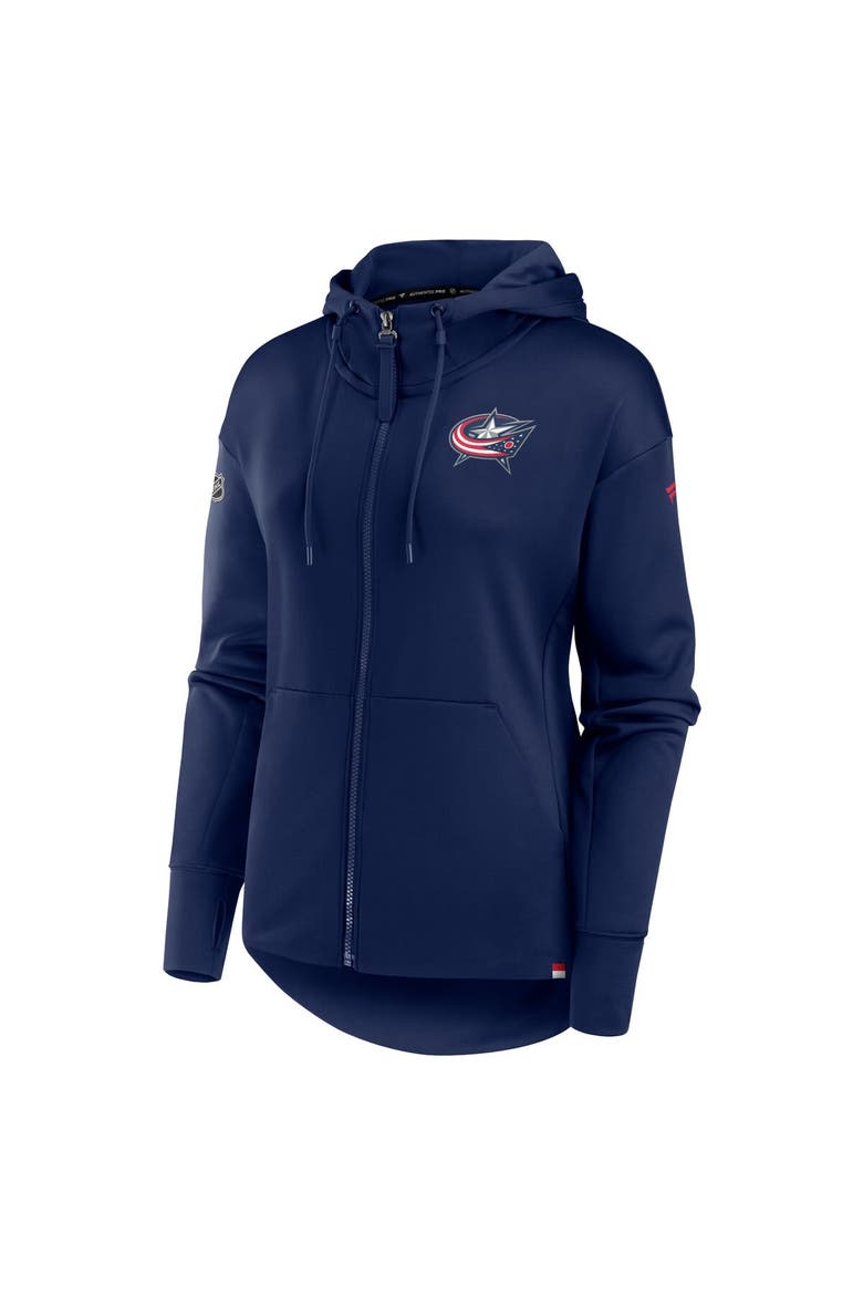 Women's Fanatics Branded  Navy Columbus Blue Jackets Authentic Pro Scuba Full-Zip Hoodie, Alternate, color, Navy