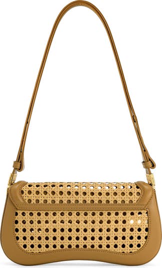 Joy Woven Inset Faux Leather Shoulder Bag