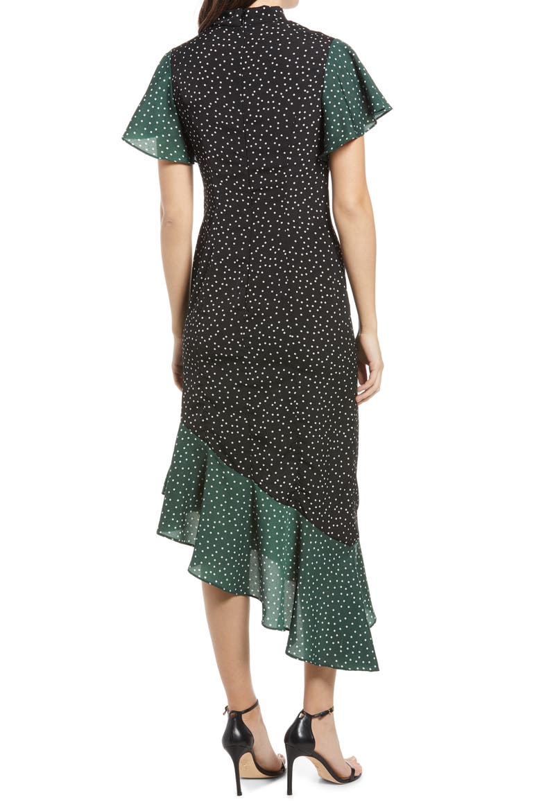 Moira Mock Neck Asymmetrical Hem Dress, Alternate, color, MULTI