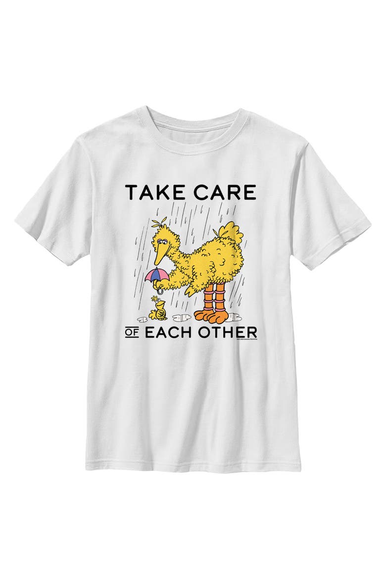 Boy's Sesame Street Take Care of Each Other Graphic T-Shirt, Main, color, White