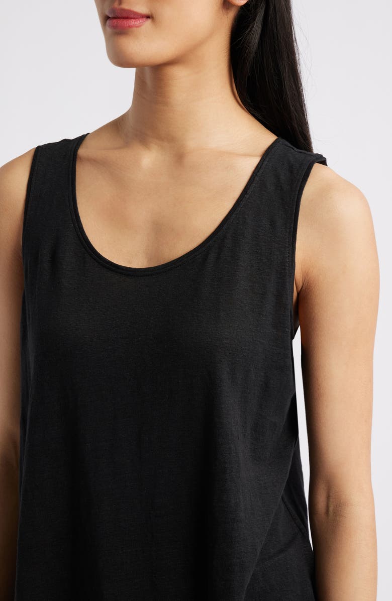 Eileen Fisher Organic Linen Tank, Alternate, color, Black