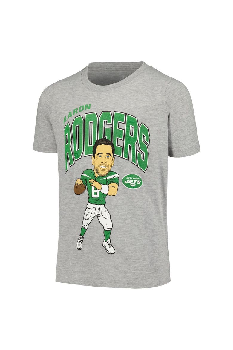 Youth Outerstuff Aaron Rodgers Heather Gray New York Jets Caricature T-Shirt, Alternate, color, Heather Gray