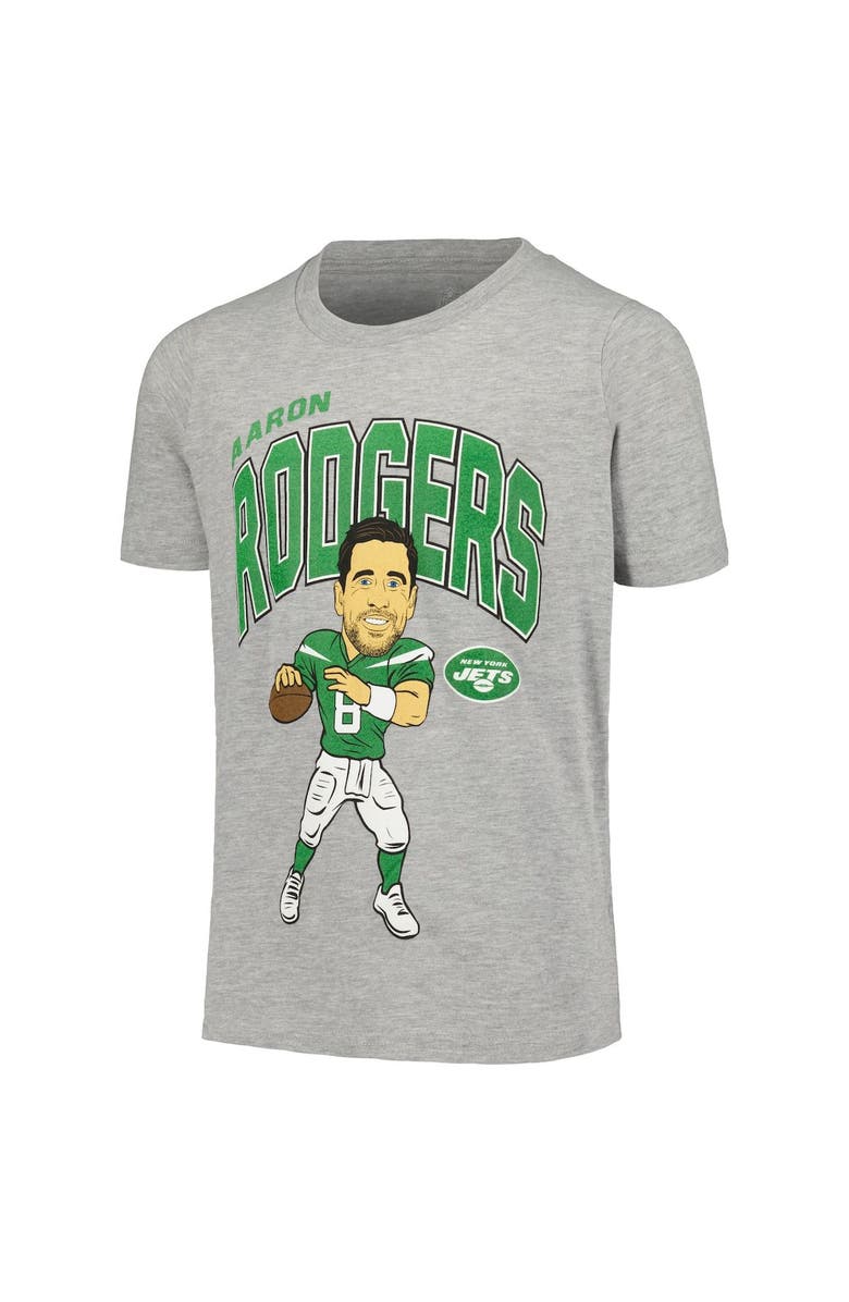 Outerstuff Youth Outerstuff Aaron Rodgers Heather Gray New York Jets Caricature T-Shirt, Alternate, color, 