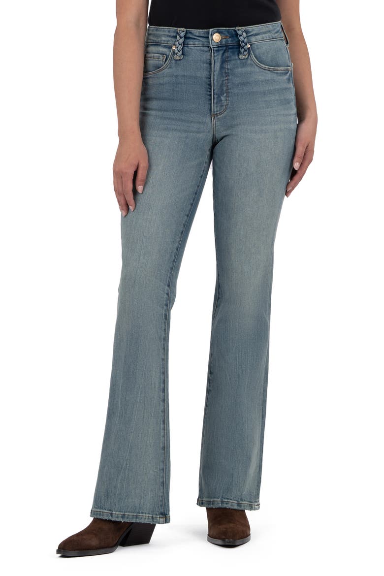Ana Braided Belt Loop Flare Jeans, Main, color, CONFIDENCE