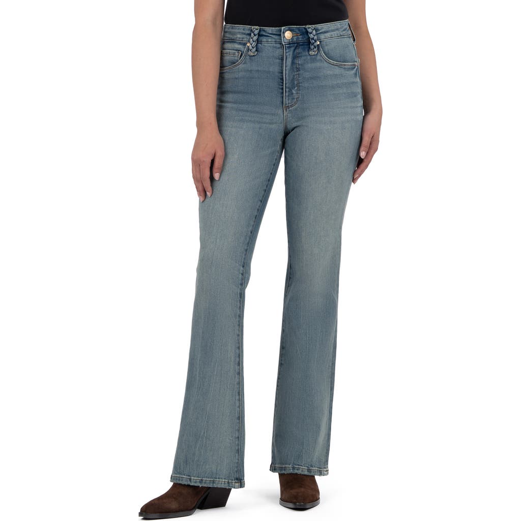 Kut From The Kloth Ana High Waist Raw Hem Ankle Kick Flare Jeans In Blue