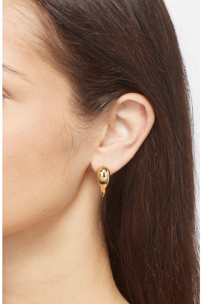 Medium Molten Heart Hoop Earrings, Alternate, color, GOLD