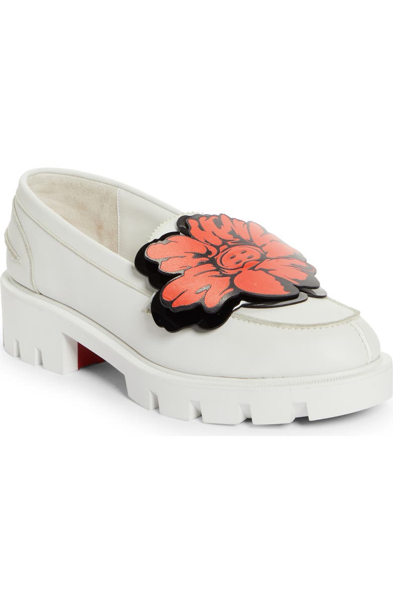 Christian Louboutin x Shun Sudo Button Flower Moc Toe Lug Loafer, Main, color,