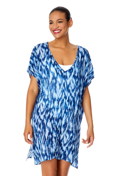 Women's Tie Dye Ikat Easy Tunic Swimsuit Cover Up