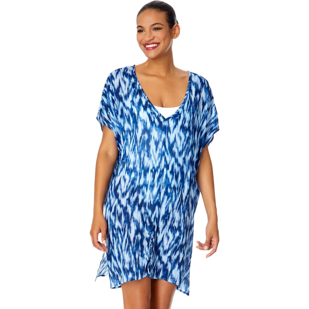 Anne Cole Tie Dye Ikat Easy Tunic Swimsuit Cover Up In Tie Dye Ikat