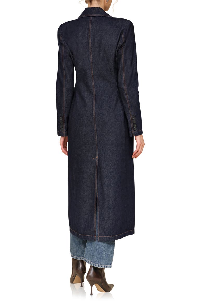 Double Breasted Denim Coat, Alternate, color, RAW INDIGO WASH