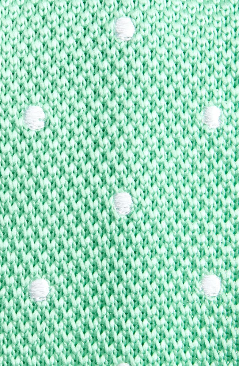 CLIFTON WILSON Seafoam Green Polka Dot Knit Silk Tie, Alternate, color, Seaform Green