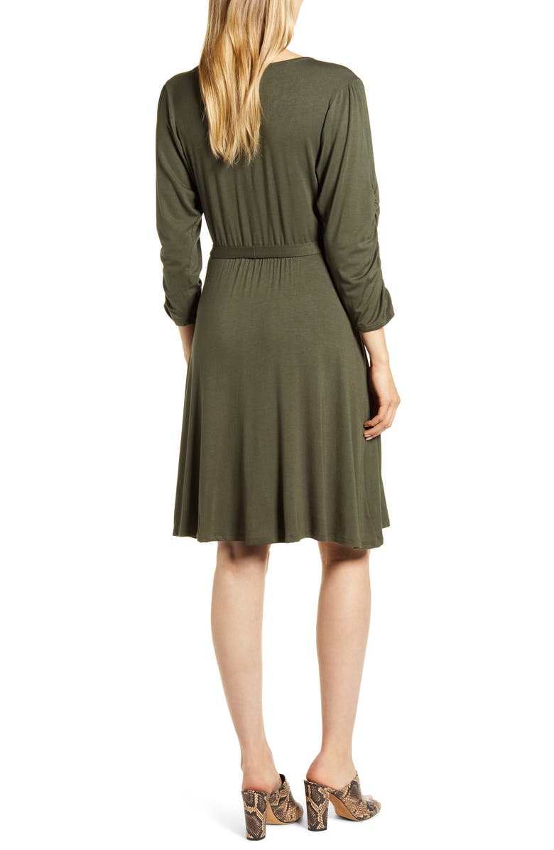 Loveappella Tie Waist Wrap Dress, Alternate, color, 