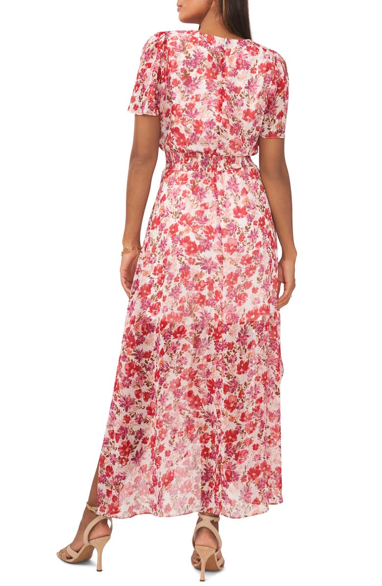Chaus Floral Smocked Waist Asymmetric Hem Maxi Dress, Alternate, color, 