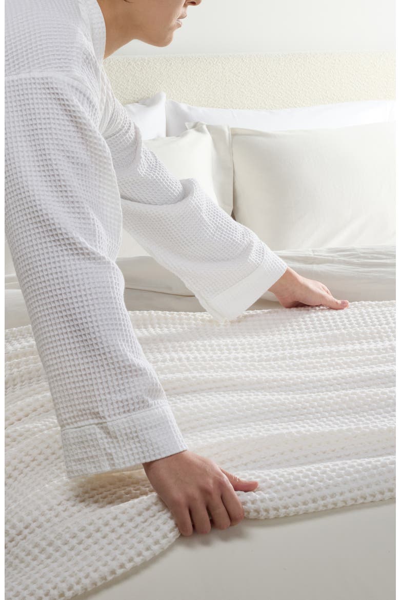 Waffle Weave Cotton Blanket, Alternate, color, WHITE