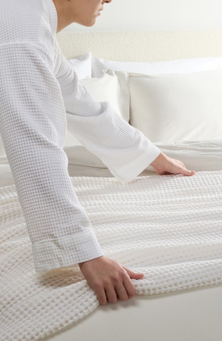 HOMESPUN <p>Waffle Weave Cotton Blanket</p>, Alternate, color, White