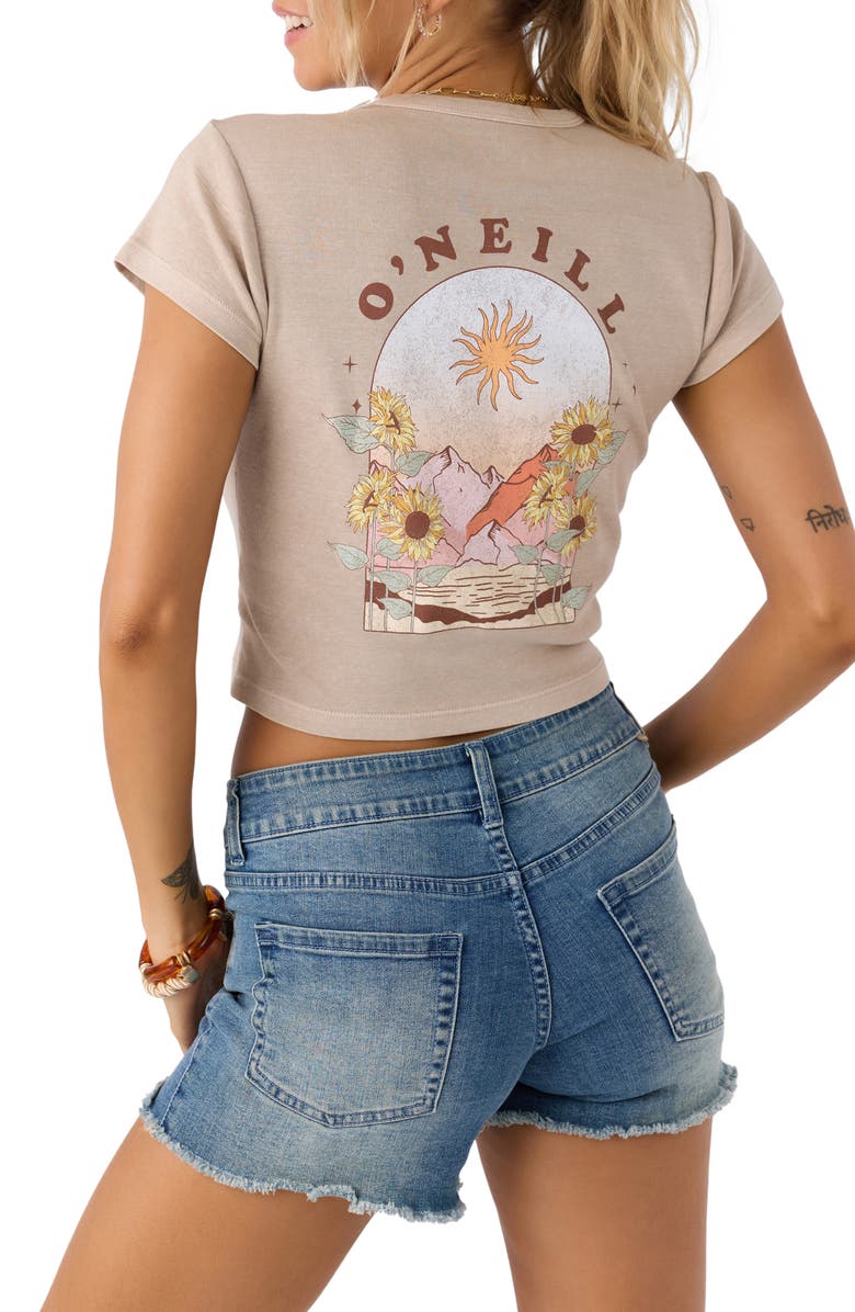O'Neill Scenic Dreamz Cotton Crop Graphic T-Shirt, Alternate, color, Simply Taupe