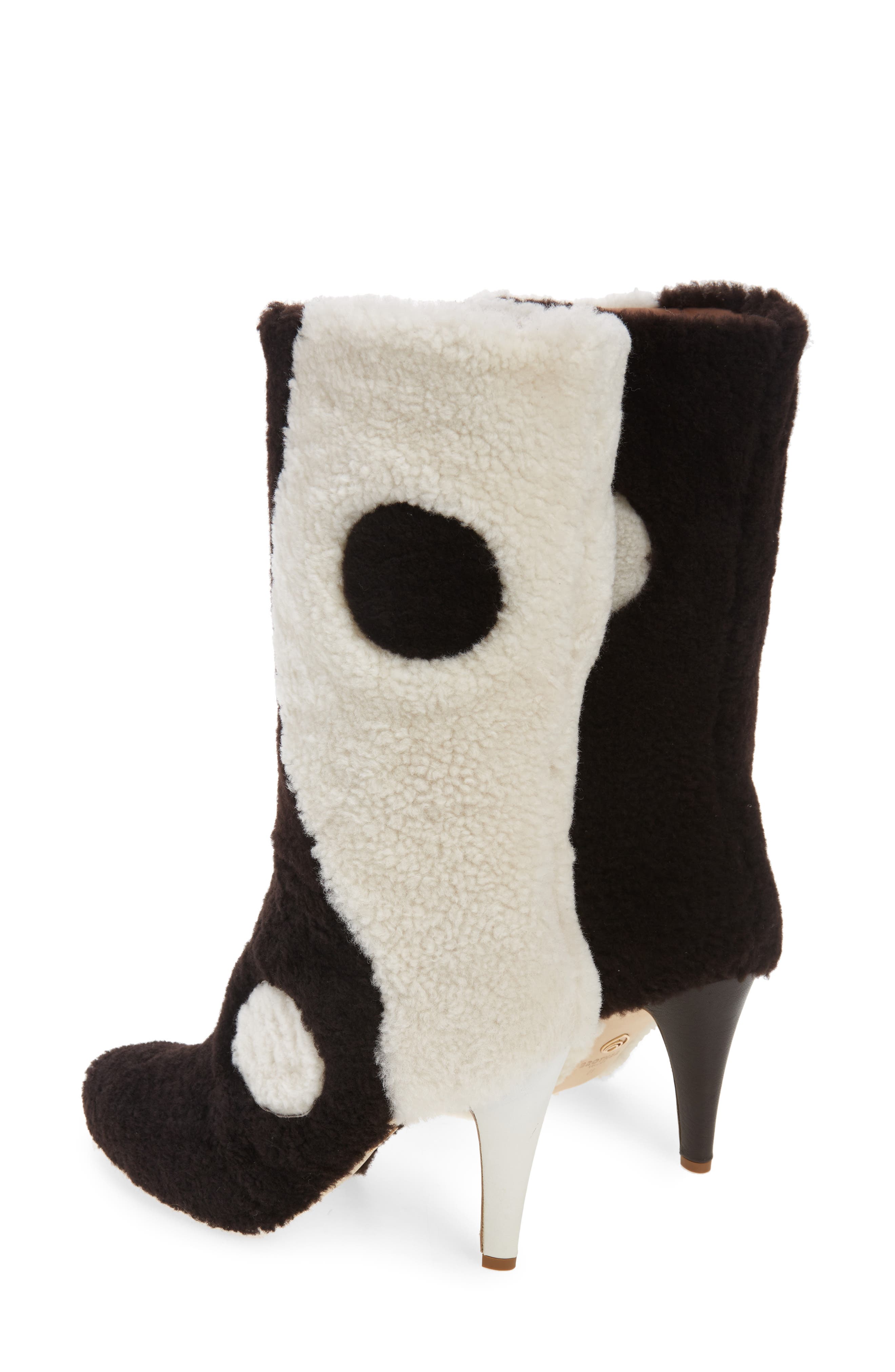 Yin Yang Genuine Shearling Boot, Alternate, color, DARK BROWN/CREAM