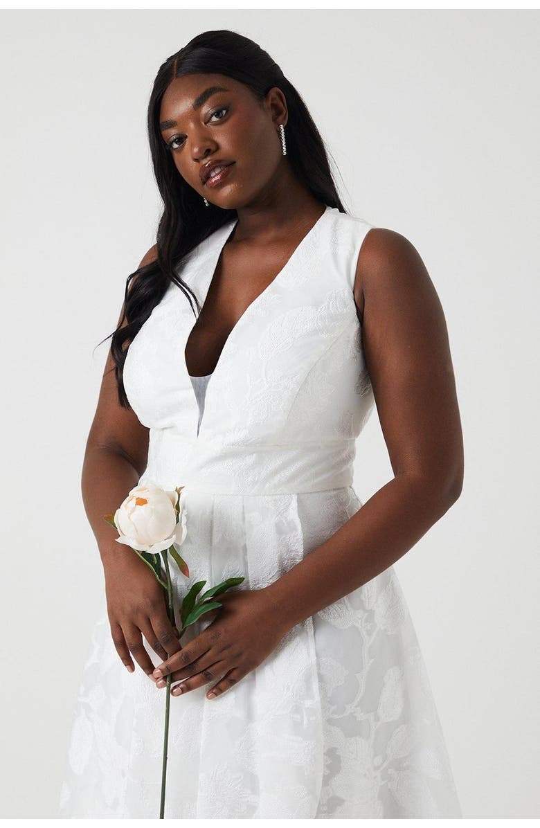 Coast Plus Size Plunge Neck Maxi Wedding Dress, Alternate, color, Ivory