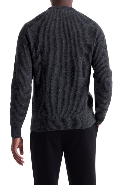 Bugatchi Cable Stitch Crewneck Wool Blend Sweater In Black