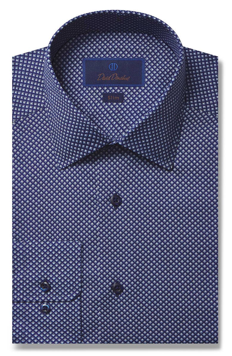 David Donahue Slim Fit Geometric Cotton Dress Shirt, Main, color, 