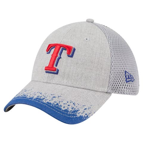 Men's New Era Gray Texas Rangers Visor Paint Splatter 39THIRTY Flex Hat