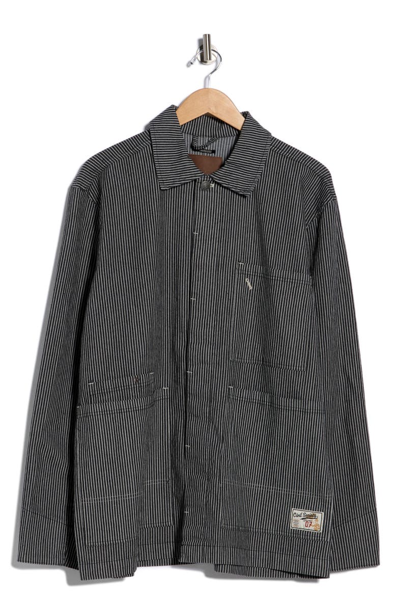 Civil Society Oversize Railroad Chore Jacket, Alternate, color, Black/ Sand