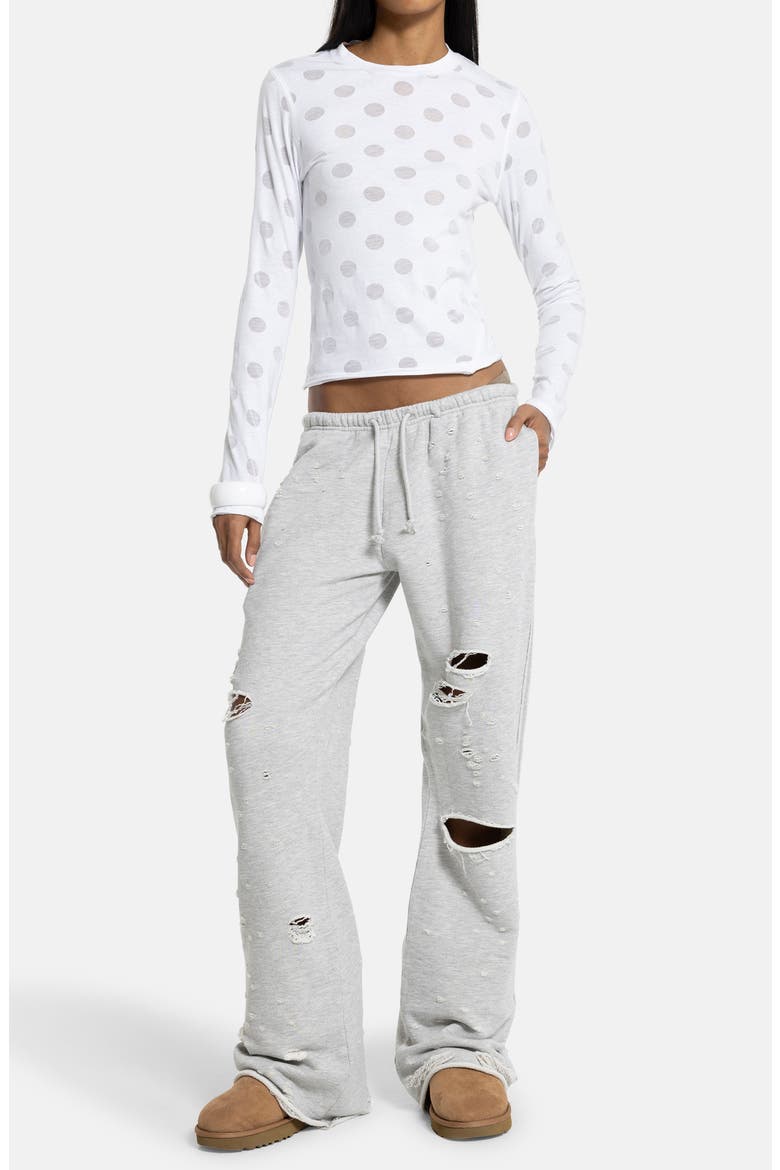 Cleo Distressed Cotton Blend Joggers, Alternate, color, GREY
