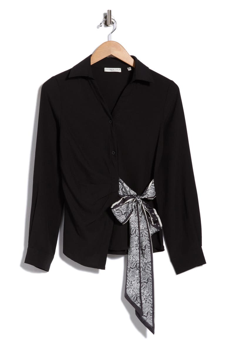 Side Bow Shirt, Alternate, color, BLACK