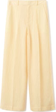 MANGO Striped Wide Leg Trousers