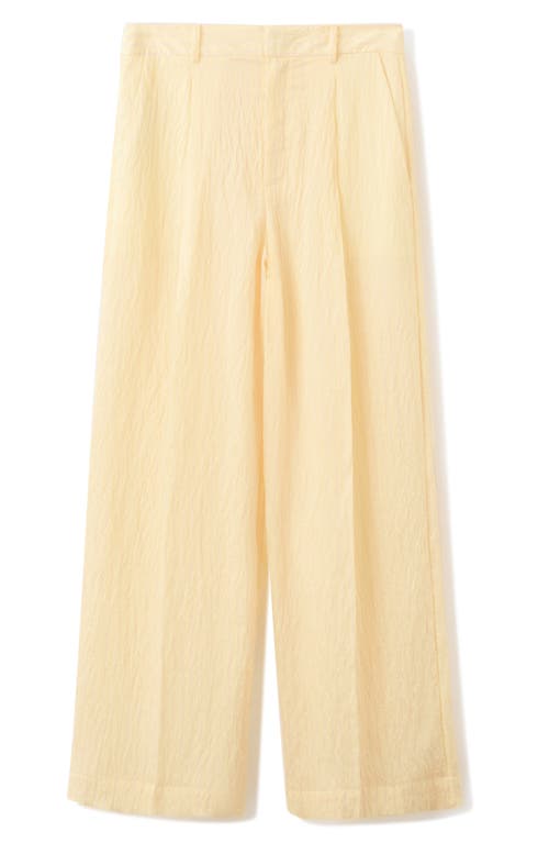 MANGO Striped Wide Leg Trousers in Pastel Yellow at Nordstrom, Size 4