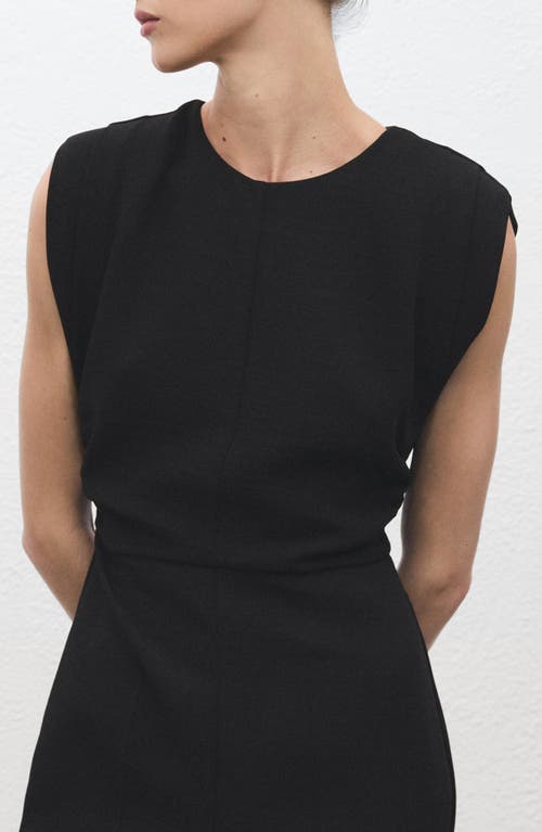 Mango Ruched Sleeveless Wide Leg Jumpsuit In Black