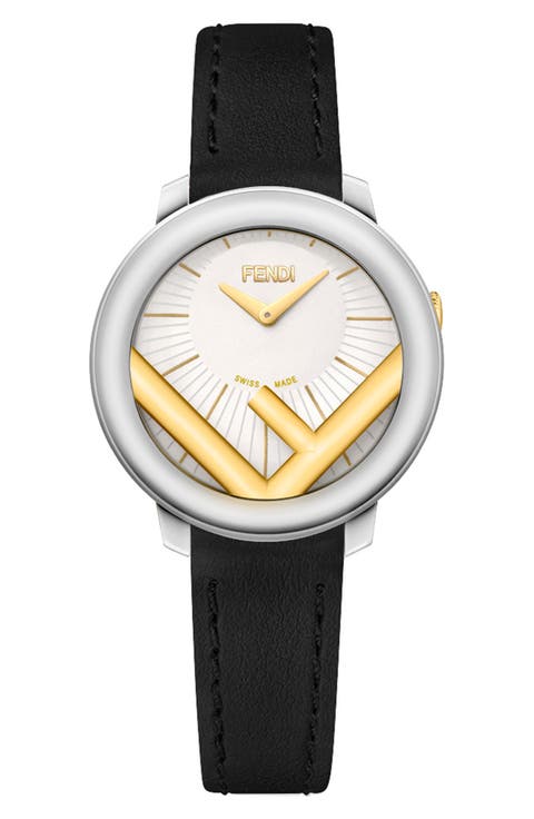 Run Away Swiss Quartz Leather Strap Watch, 28mm
