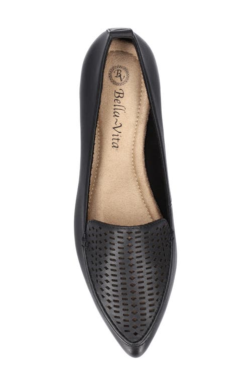 Bella Vita Alessi Perforated Pointed Toe Flat In Black Leather