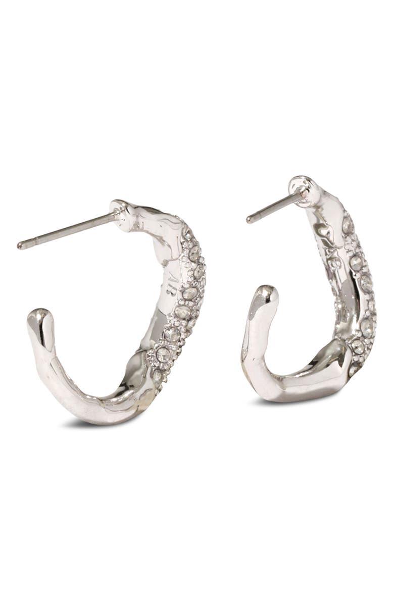 Alexis Bittar Solanales Crystal Twist Mini Hoop Earrings, Alternate, color, Crystals/Silver