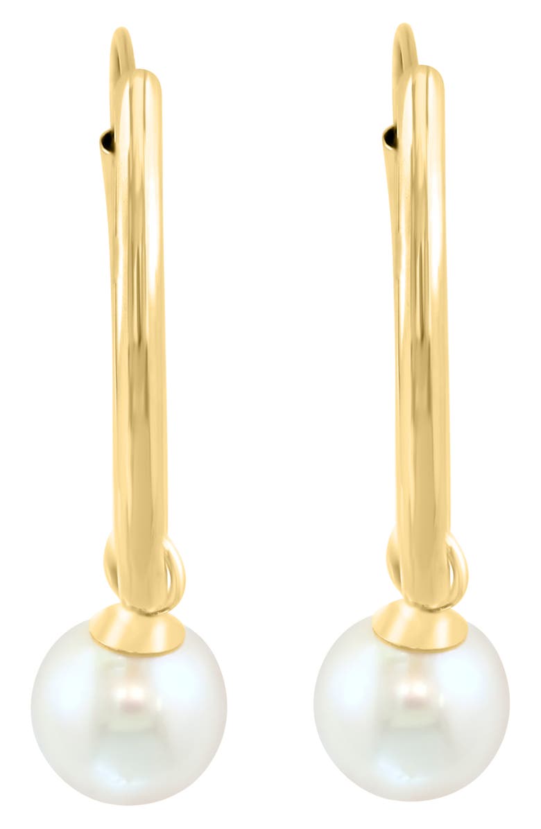 EFFY 14K Yellow Gold Freshwater Pearl Drop Hoop Earrings, Alternate, color, Gold
