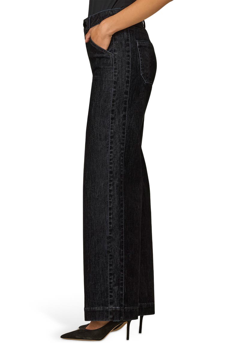 Skyrise V-Yoke High Waist Velvet Denim Wide Leg Jeans, Alternate, color, BLACK