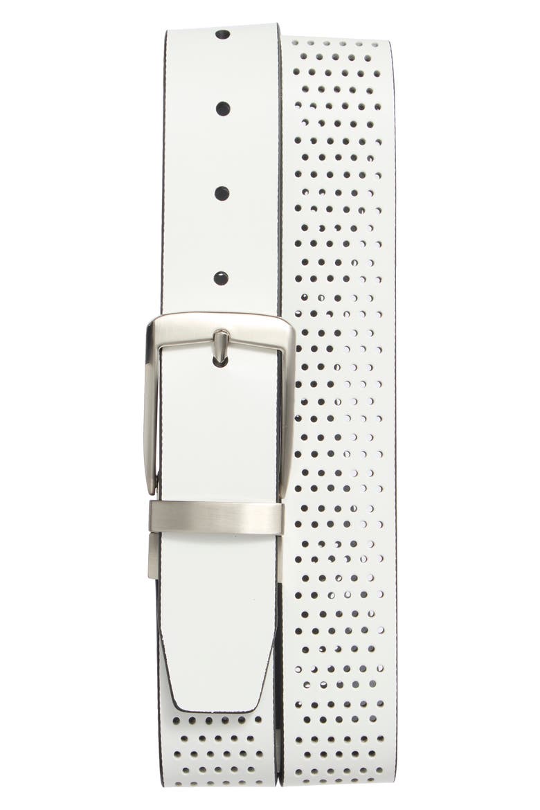 Perforated Reversible Belt, Main, color, WHITE