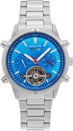 Heritor Automatic Wilhelm Day-Date Semi Skeleton Automatic Watch w/ Stainless Steel Band