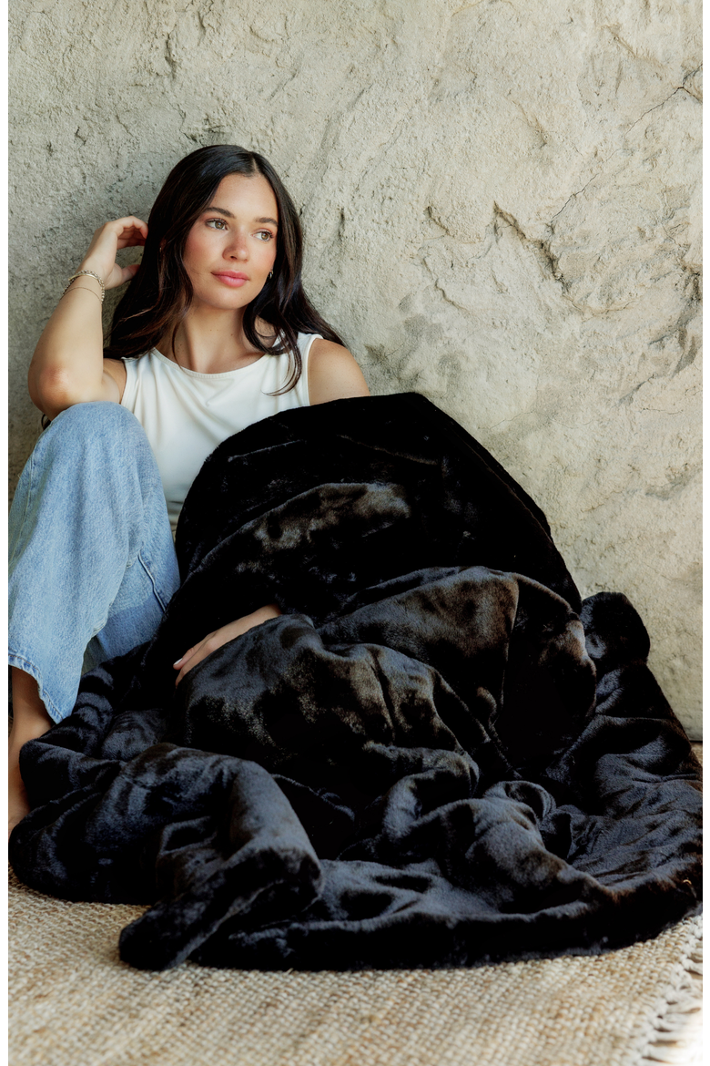 Plush Black Onyx Blanket, Alternate, color, Black
