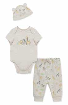 Little Me Jungle Bodysuit, Pants & Hat Set