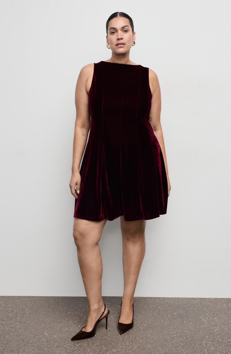 MANGO Sleeveless Velvet Minidress, Alternate, color, 