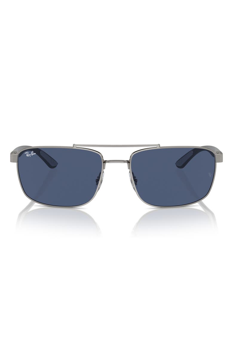 Ray-Ban 60mm Rectangular Sunglasses, Main, color, Gunmetal