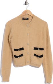 Renee C Fuzzy Cropped Cardigan