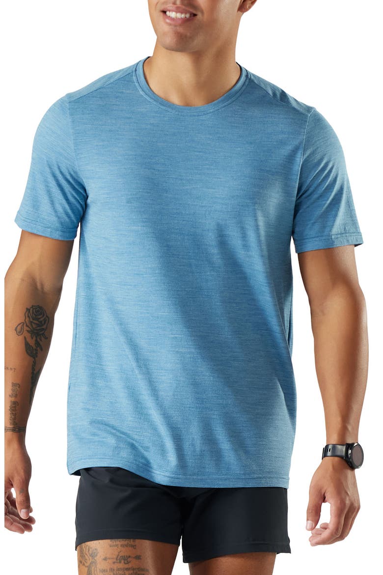 Active Performance Merino Wool Blend T-Shirt, Main, color, MINERAL BLUE HEATHER