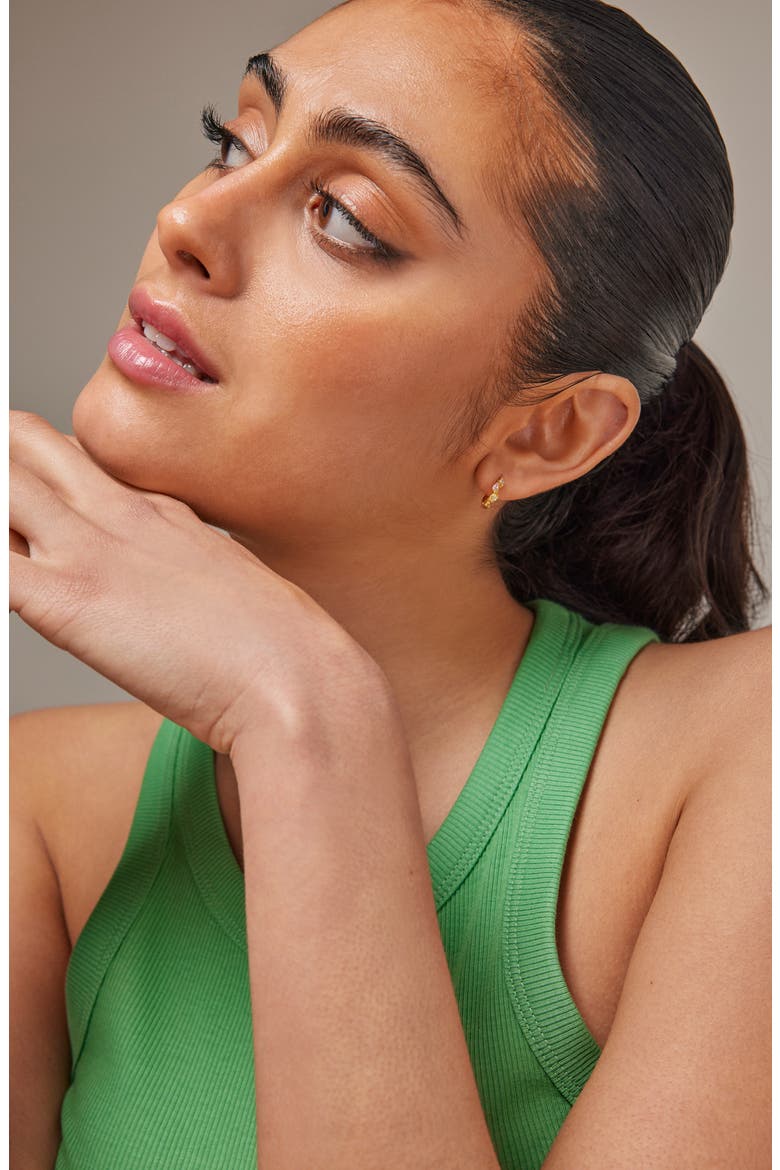 Laia Hoops, Alternate, color, Clear/Pink/Apple Green CZ